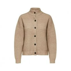 Selected Femme Sif Khloe High Neck Cardigan Beige -dame-cardigans Butikk unnamed file 1028