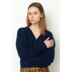 Mørkeblå Second Female Brook Knit Boxy Cardigan Genser Blue 7 Mørkeblå Second Female Brook Knit Boxy Cardigan Genser Blue -dame-cardigans Butikk unnamed file 1031