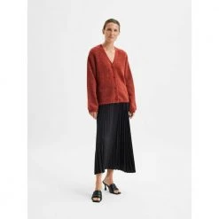 Selected Femme SLFSIF SO LS KNIT CARDIGAN Red