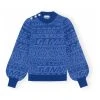 Ganni Logo Pullover Blue -dame-cardigans Butikk unnamed file 113