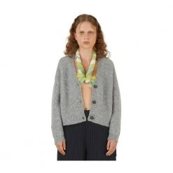Ganni Relaxed Wool Cardigan Gray -dame-cardigans Butikk unnamed file 1286
