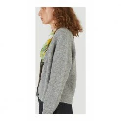 Ganni Relaxed Wool Cardigan Gray -dame-cardigans Butikk unnamed file 1291