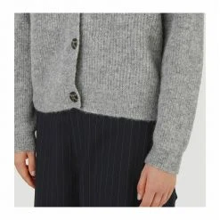 Ganni Relaxed Wool Cardigan Gray -dame-cardigans Butikk unnamed file 1292