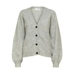Grå Selected Femme Slfsif Sisse Knit Cardigan Cardigan Gray -dame-cardigans Butikk unnamed file 1397