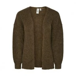 Brun Melert Y.A.S Yaslivi Strikket Cardigan Med V-Hals - Brun Cardigan Brown