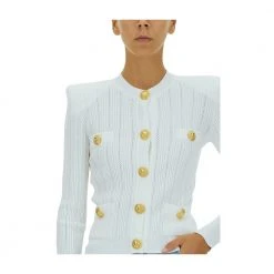 Balmain Cardigan With Embossed Buttons White -dame-cardigans Butikk unnamed file 1586