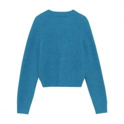 Blå Ganni Solid Soft Wool Knit Dame Blue