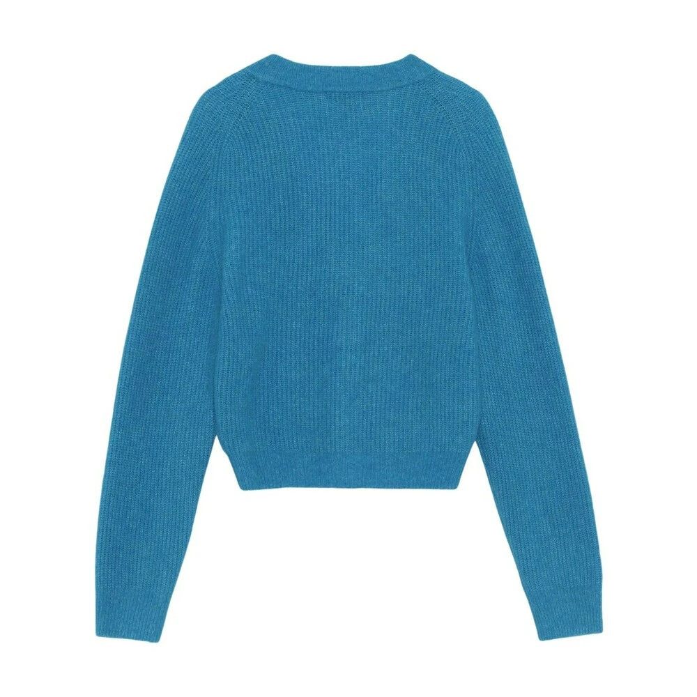 Blå Ganni Solid Soft Wool Knit Dame Blue 3 Blå Ganni Solid Soft Wool Knit Dame Blue