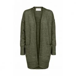 Selected Femme Slflulu New Ls Knit Long Cardigan Green