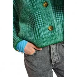 Essentiel Antwerp Check Knitted Jacket Green -dame-cardigans Butikk unnamed file 1781