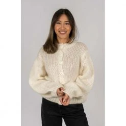 Selected Femme Suanne Ls Knit Short Cardigan - Birch Beige