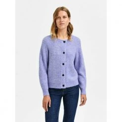 Selected Femme Lulu Ls Knit Short Cardigan Blue -dame-cardigans Butikk unnamed file 180