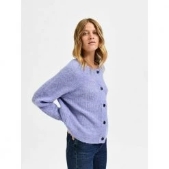 Selected Femme Lulu Ls Knit Short Cardigan Blue -dame-cardigans Butikk unnamed file 181
