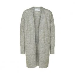 Selected Femme Slflulu New Ls Knit Long Cardigan Gray