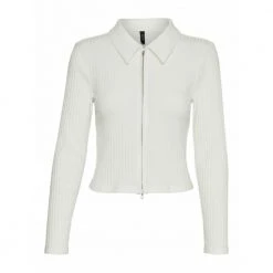 Hvit Vero Moda Vmserafina L/S Zipper Polo Cardigan Cardigan White