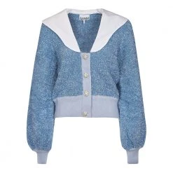 Ganni KNITWEAR Blue -dame-cardigans Butikk unnamed file 1857