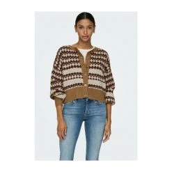 Lysebrun Only Madea Button Cardigan Genser Brown