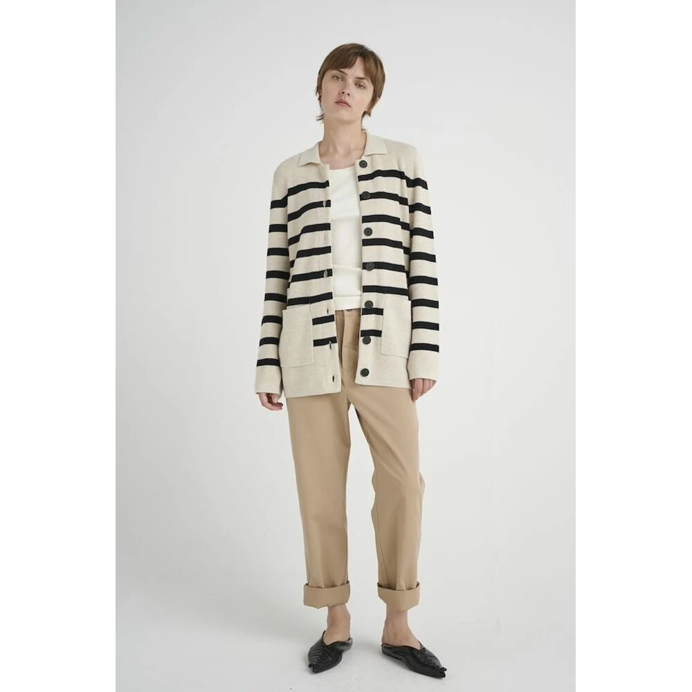 Offwhite Med Sorthe Striper Inwear In Wear Gittel Cardigan Dame White 3 Offwhite Med Sorthe Striper Inwear In Wear Gittel Cardigan Dame White