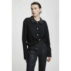 Sort Gestuz Sort/Sølv Alphagz Collar Cardigan Black -dame-cardigans Butikk unnamed file 2094