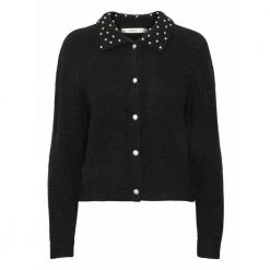 Sort Gestuz Sort/Sølv Alphagz Collar Cardigan Black -dame-cardigans Butikk unnamed file 2095