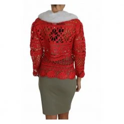 Dolce & Gabbana Crochet Knit Raffia Cardigan Red -dame-cardigans Butikk unnamed file 2102