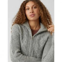 Grå Vero Moda Vmalba Ls Zip Cardigan Ga Boo Cardigan Gray -dame-cardigans Butikk unnamed file 2130