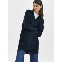 Blå Selected Femme Slflulu New Ls Knit Long Cardigan Cardigan Blue