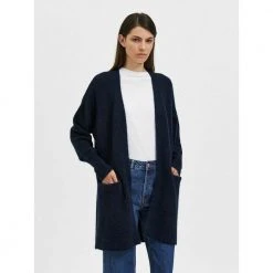 Blå Selected Femme Slflulu New Ls Knit Long Cardigan Cardigan Blue -dame-cardigans Butikk unnamed file 2169