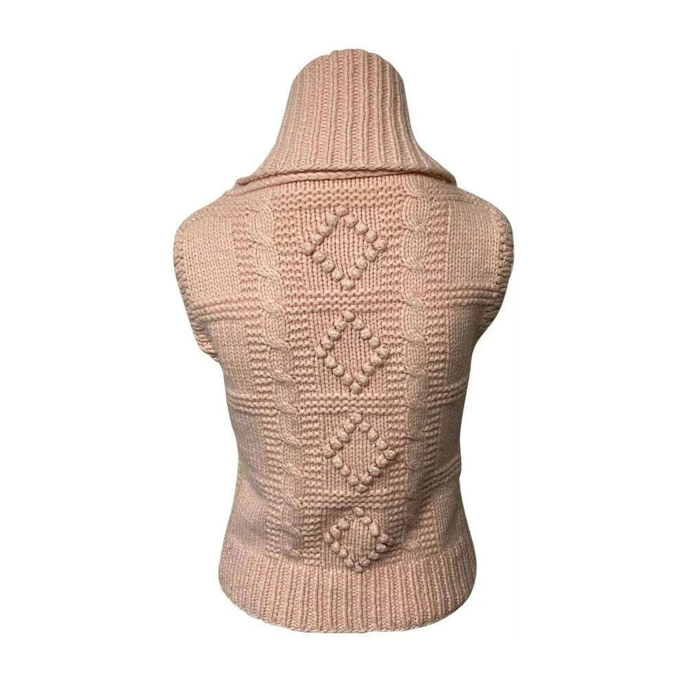 CELINE Cable Knit Turtleneck Sleeveless Sweater Pink 3 CELINE Cable Knit Turtleneck Sleeveless Sweater Pink
