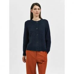 Selected Femme Lulu Ls Knit Short Cardigan - Dark Sapphire Melange Blue -dame-cardigans Butikk unnamed file 233