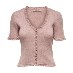 ONLY Lina Ss Ruffle Cardigan Jacket Pink