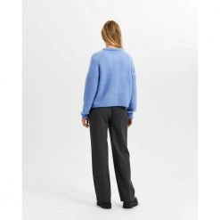 Mellomblå Selected Femme Slfivi Ls Knit Cardigan B Cardigan Blue