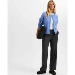 Mellomblå Selected Femme Slfivi Ls Knit Cardigan B Cardigan Blue -dame-cardigans Butikk unnamed file 2457