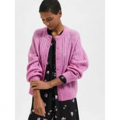 Rosa Selected Femme Slfmola Ls Knit Cardigan B Cardigan Pink -dame-cardigans Butikk unnamed file 2516