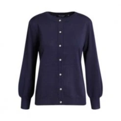 Signature Cardigan Med Liten Puff På Skulderen Black