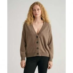 Gant D1. Superfine Lambswool Cardigan - Mole Brown Brown -dame-cardigans Butikk unnamed file 2711