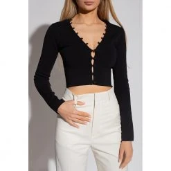 Nanushka Danique Cropped Cardigan Black -dame-cardigans Butikk unnamed file 2756