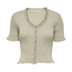 ONLY Lina Ss Ruffle Cardigan Jacket Beige