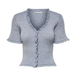 Melert Only Lina Ss Ruffle Cardigan Jakke Gray