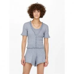 Melert Only Lina Ss Ruffle Cardigan Jakke Gray -dame-cardigans Butikk unnamed file 2799