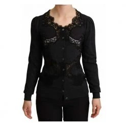 Dolce & Gabbana Wool Lace Cardigan Sweater Gray -dame-cardigans Butikk unnamed file 2806