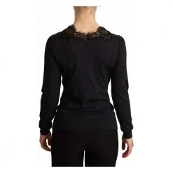 Dolce & Gabbana Wool Lace Cardigan Sweater Gray -dame-cardigans Butikk unnamed file 2808