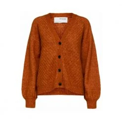 Mørkeoransje Selected Femme Slf Sisse Ls Knit Cardigan Overdeler Brown