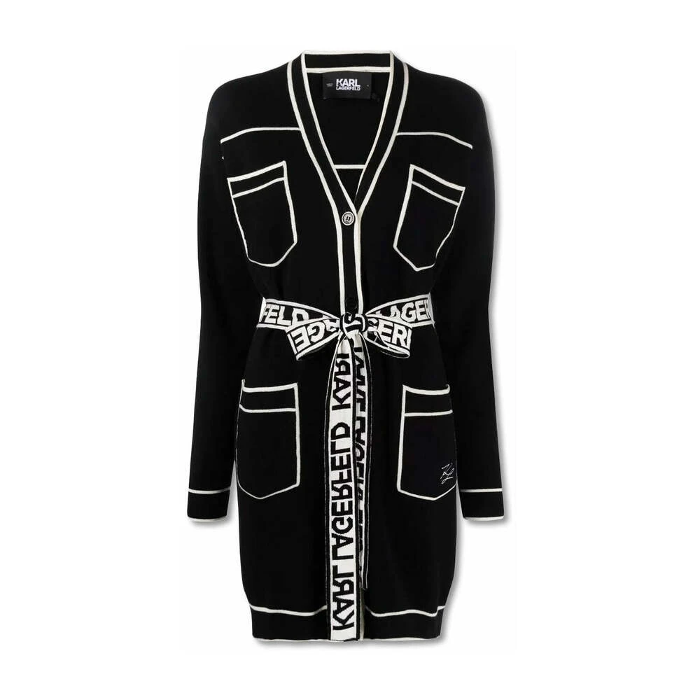 Karl Lagerfeld Logo Belted Cardigan Black 6 Karl Lagerfeld Logo Belted Cardigan Black - Bilde 4