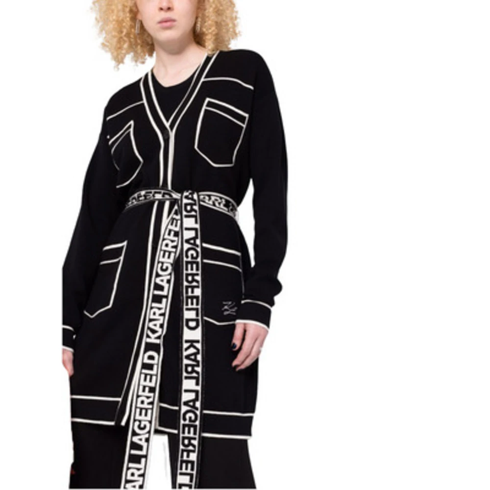 Karl Lagerfeld Logo Belted Cardigan Black 7 Karl Lagerfeld Logo Belted Cardigan Black - Bilde 5