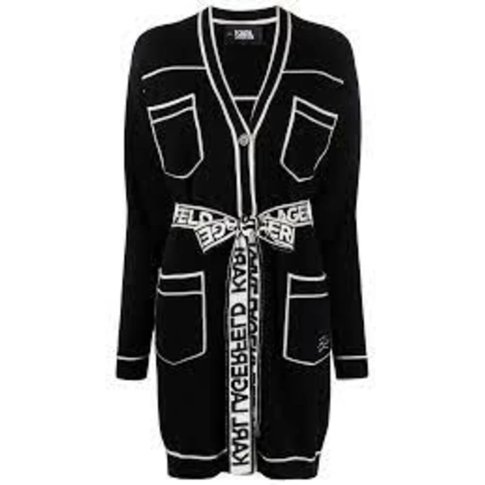 Karl Lagerfeld Logo Belted Cardigan Black 8 Karl Lagerfeld Logo Belted Cardigan Black - Bilde 6