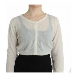 Ermanno Scervino Lingerie Knit Cropped Wool Cardigan White -dame-cardigans Butikk unnamed file 3119