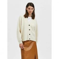 Beige Selected Femme Slfsif Sisse Knit Cardigan Cardigan Beige -dame-cardigans Butikk unnamed file 3141