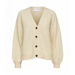Beige Selected Femme Slfsif Sisse Knit Cardigan Cardigan Beige -dame-cardigans Butikk unnamed file 3142