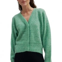 Second Female Brook Knit Boxy Cardigan - Grønn Green -dame-cardigans Butikk unnamed file 3175